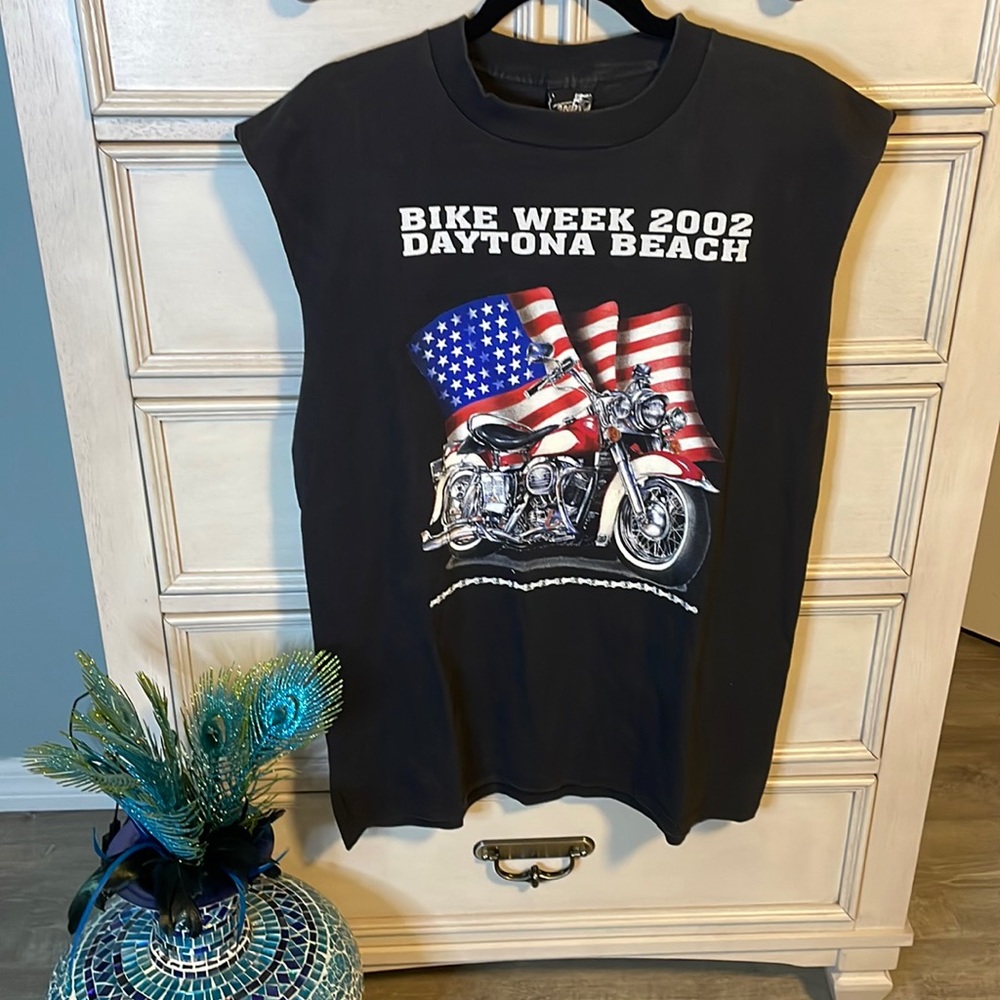 Men’s Daytona beach bike week 2002 muscle patriotic tank large